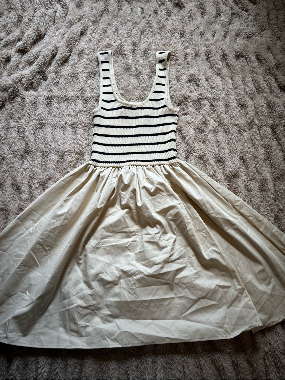 By Together Cream and Black Striped Knit Bodice Midi Dress - Picture 2 of 3
